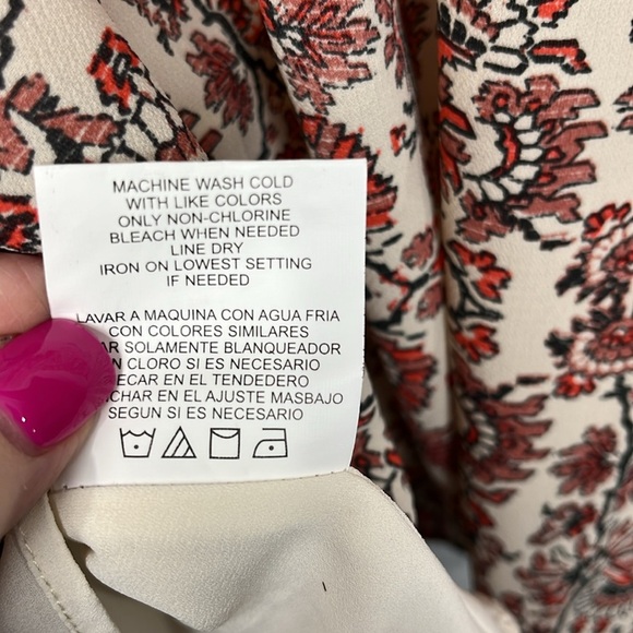 Gibson & Larimer Womens Top/Tunic L Orange/Cream Cold Shoulder Ruffles Unique - Picture 10 of 14